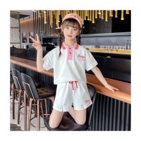 时尚绣花女童套装2024新款洋气中大童女孩夏季薄款运动两件套装潮