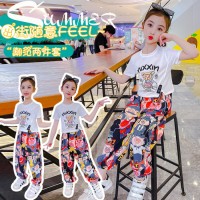 女童套装夏装2024新款儿童网红洋气薄款夏季中大童时髦短袖两件套