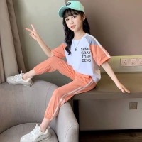 女童夏装网红套装2024新款洋气儿童夏季运动两件套女孩短袖潮童装