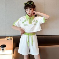 女童套装夏季薄款2024新款中大童洋气时髦休闲运动短袖短裤两件套