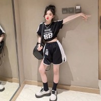 女童夏季套装2024新款中大童时髦短袖夏装儿童洋气短裤运动两件套