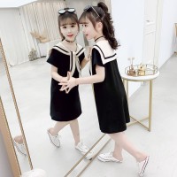 女童夏装连衣裙女童海军裙短袖t恤裙儿童t恤女夏季中长款连衣裙子