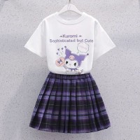 女童套装夏季网红学院风炸街童装洋气少女学生霸气百褶裙两件套