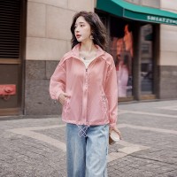 《48H发》弹力松紧抽绳连帽立领防晒衣短外套