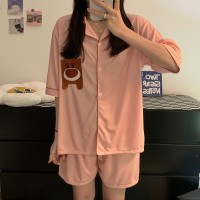 夏季韩版学生睡衣女花边可爱小碎花短袖短裤抖音直播牛奶丝家居服