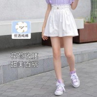 女童裤子2024夏季新款中大童冰丝宽松五分裤女孩荷叶边百搭短裤子