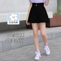 女童裤子2024夏季新款中大童冰丝宽松五分裤女孩荷叶边百搭短裤子