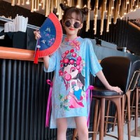女童汉服连衣裙2024新款风儿童洋气T恤裙潮夏季女孩连衣裙