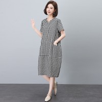 2024年夏季格子连衣裙中长款茧型