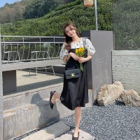 【新款现货】2024夏圆点T恤+黑色吊带裙套装ZB129