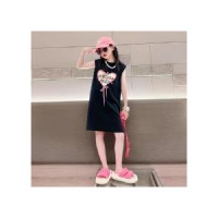 女童夏装中长款T恤裙薄款2024新款无袖女大童休闲儿童连衣裙