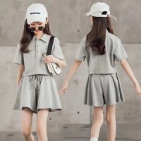 女童套装夏季2024新款时尚中大儿童短袖休闲运动T恤+短裤两件套装