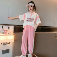 女童拼色套装夏装儿童运动休闲两件套2024新款中大童衣服