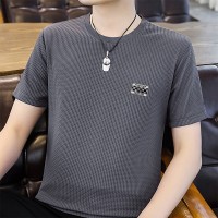 中老年男士短袖T恤2024夏季凉感休闲上衣男装潮流圆领半袖T恤
