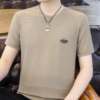 中老年男士短袖T恤2024夏季凉感休闲上衣男装潮流圆领半袖T恤