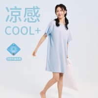 俞兆林夏季女士莫代尔舒适短袖圆领基础内衣打底居家休闲睡裙睡衣