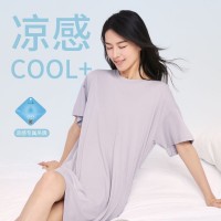 俞兆林夏季女士莫代尔舒适短袖圆领基础内衣打底居家休闲睡裙睡衣