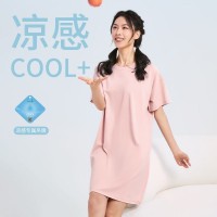 俞兆林夏季女士莫代尔舒适短袖圆领基础内衣打底居家休闲睡裙睡衣