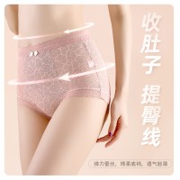 抖音热卖款内裤女士高腰收腹收小肚子少女可爱蕾丝无痕三角短裤