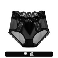 夏季中高腰丝滑缎面蕾丝女士内裤冰丝透气网纱包臀中高腰款内裤