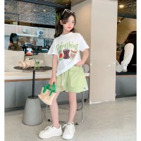 女童（含棉）夏装运动套装中大童时髦洋气女孩网红短袖短裤两件套