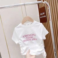 女童重工钉珠爱心短袖T恤夏装2024新款洋派7儿童设计感侧抽绳上衣