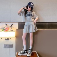 女童洋气套装裙夏装2024新款时髦儿童夏款POLO领短袖两件套裙装女