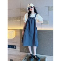 女童连衣裙夏装2024新款夏季洋气儿童公主裙女中大童背带裙两件套