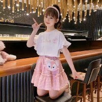 女童连衣裙夏装短袖套裙2024新款洋气网红星黛露儿童半身裙两件套