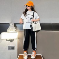 女童夏装洋气套装网红2024新款短袖t恤中大童学生女孩运动两件套