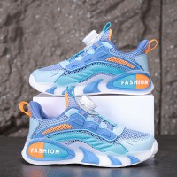 女童运动鞋春款2024新款旋转扣网面儿童女孩春秋款跑步鞋8802