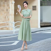 现货新中式夏季重工刺绣上衣＋半身裙女2024时尚新款女装两件套