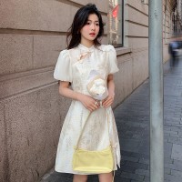 现货2024年夏季新款古典优雅风新中式盘扣系列旗袍连衣裙