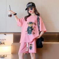 含棉鱼鳞女童短裤套装夏季2024新款儿童夏装女孩大童夏款两件套