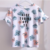 女童网红套装夏装2024年时髦洋气女大童短袖荷花边牛仔短裤两件套