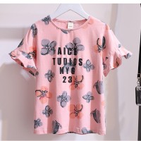 女童网红套装夏装2024年时髦洋气女大童短袖荷花边牛仔短裤两件套