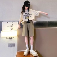 女童夏装韩版套装2024洋气女孩卡通T短袖短裤夏季t恤时髦两件套潮