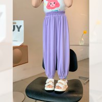 夏季女童铜氨丝凉凉裤夏装2024新款儿童韩版洋气休闲百搭休闲裤子