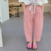 女童冰丝阔腿裤2024韩版新款夏天薄裤子中大童洋气休闲直筒长裤潮