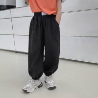 女童夏季裤子2024新款韩版时髦儿童简约宽松运动束脚贴标休闲卫裤