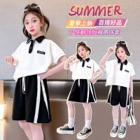 女童套装短裤运动套装蝙蝠衫童装夏季新款学院风两件套