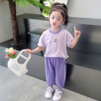 女小童运动套装夏季2024新款女宝宝卡通短袖夏装小女孩休闲两件套