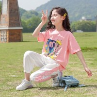含棉女童网红套装夏装2024洋气新款中大童装夏季儿童运动女孩套装
