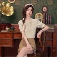 一整套茶系气质炸街减龄漂亮洋气小香风包臀裙职业两件套装女夏季
