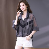 2024年夏季新款时尚潮流中长款女子大码防晒衣
