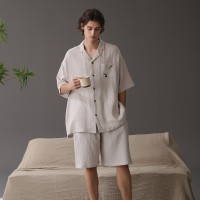 【A类双层纱】2024春夏季情侣睡衣侘寂风可外穿棉纱男女士家居服a