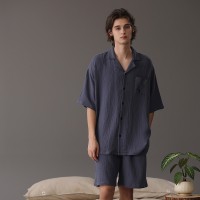 【A类双层纱】2024春夏季情侣睡衣侘寂风可外穿棉纱男女士家居服a