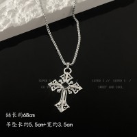 长款钛钢不掉色十字架项链ins嘻哈男潮毛衣链小众设计感卫衣链女