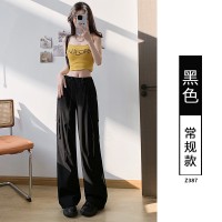 美式高街辣妹风抽绳工装裤女夏季新款宽松百搭阔腿休闲直筒裤