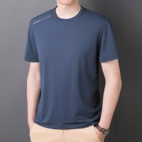高弹冰丝T恤男士休闲短袖夏季薄款透气宽松大码运动户外T恤速干衣